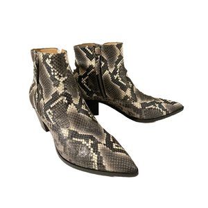 Italian Leather Python Snakeskin Ankle Boots Side Zip Vero Cuoio Mara Bini 7.5
